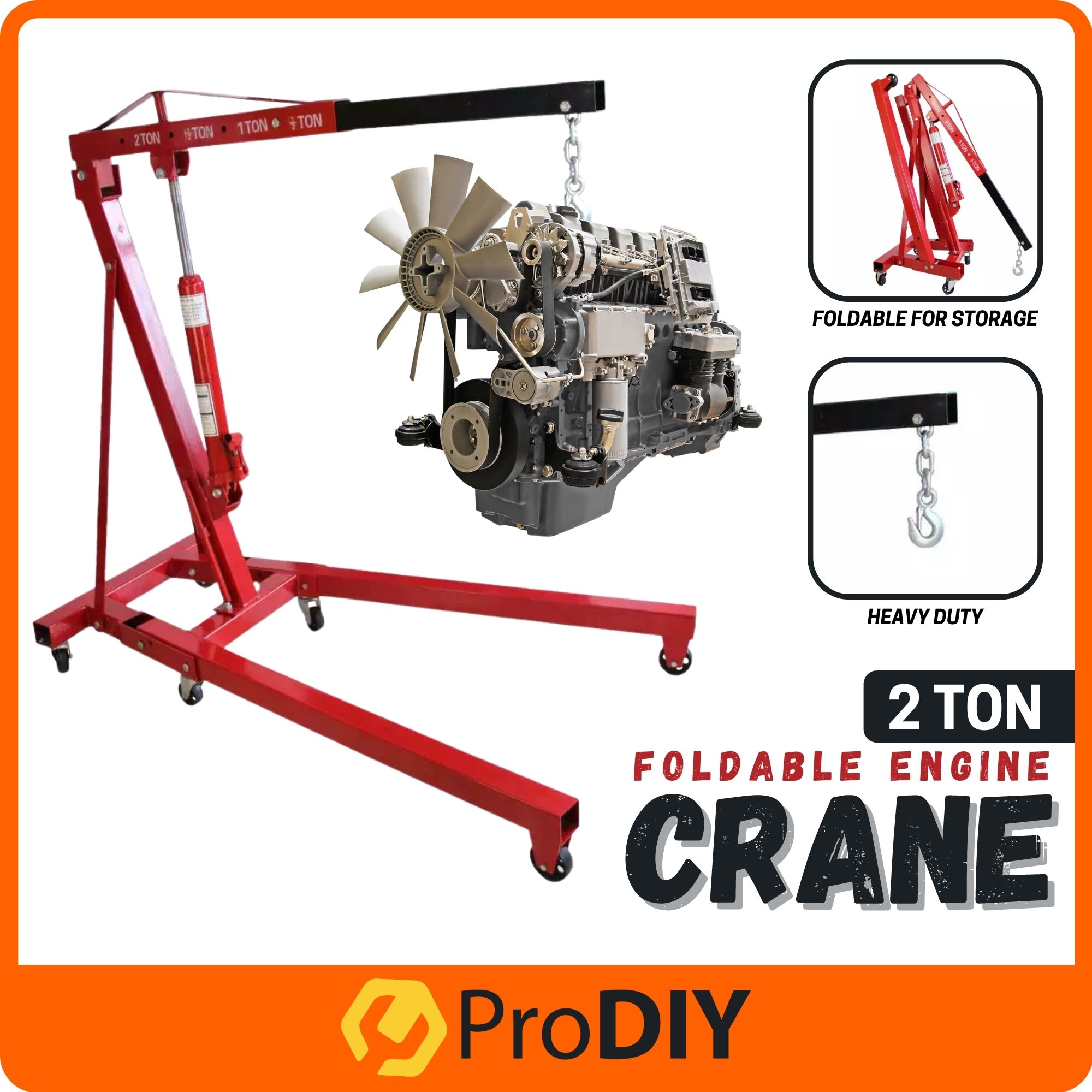 2 Ton Heavy Duty Hydraulic Engine Crane Foldable
