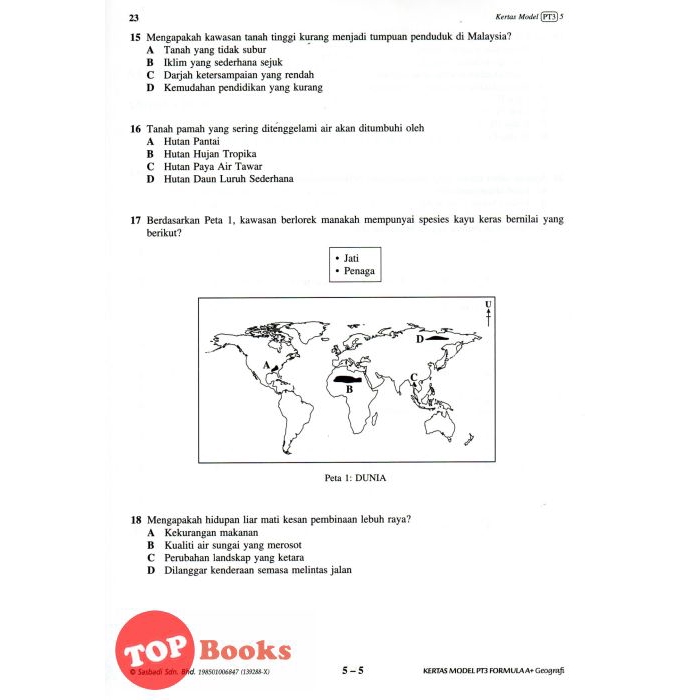 [TOPBOOKS Sasbadi] Kertas Model PT3 Formula A+ Geografi Pentaksiran  Tingkatan 3