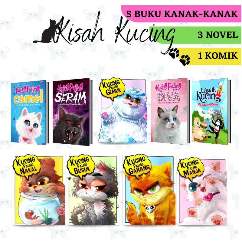 Kisah Kucing - 5 buku Kanak-kanak, 3 Novel, 1 Komik