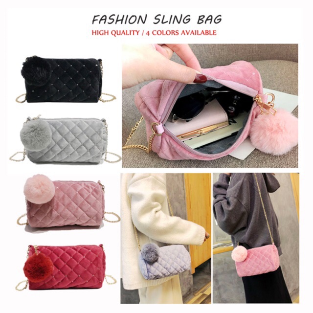 New Plush Chic Style Chain Bag Shoulder Bag Handbags for Girls | Shopee ...