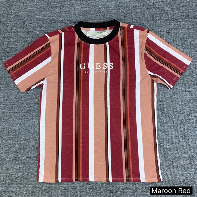 guess maroon striped shirt