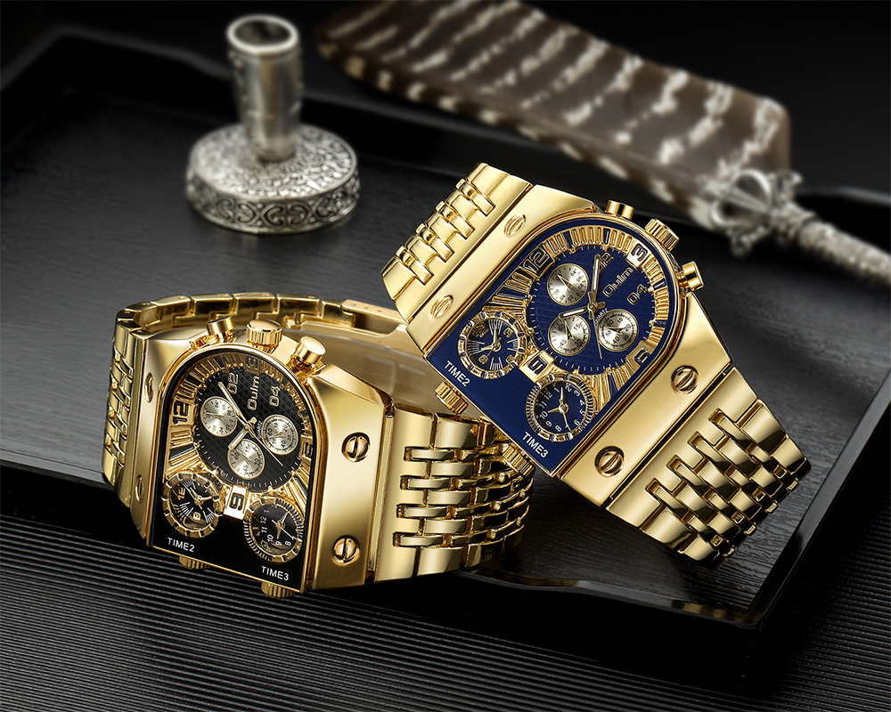 Ready Oulm Jam Tangan Quartz Pria New Multi Time Zone Large Dial Luminous Waterproof Men S Quartz Watch Shopee Malaysia