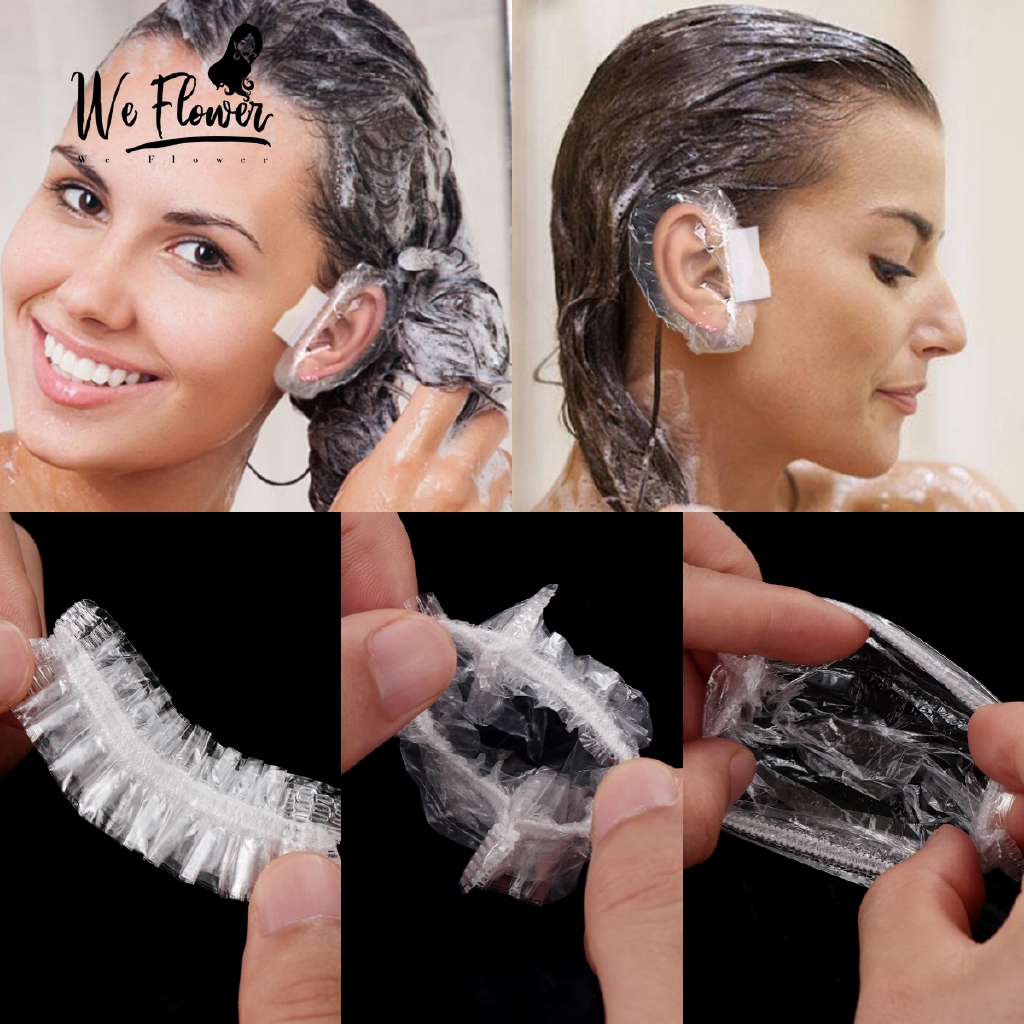 LOOKOUT Disposable Shower Ear Covers Water Protector Pack of Approx.100Pcs Clear 