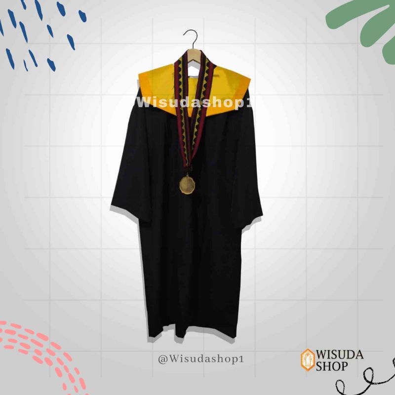 Ready graduation toga robe 1 set-UIN RIL (robe+toga+slaber+medali) / Description ️