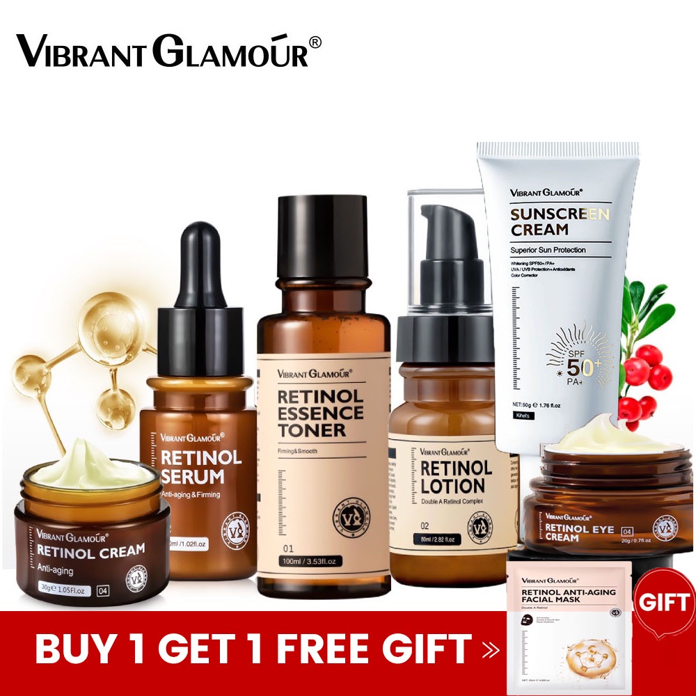 VIBRANT GLAMOUR Natural Retinol Sets Face Cream+Facial Serum+Retinol ...