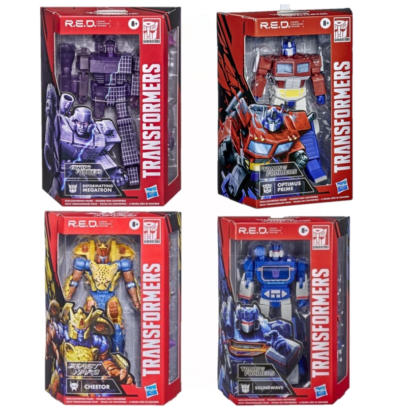 Transformers R.E.D.[Robot Enhanced Design] Optimus Prime, Cheetor, Soundwave, Reformatting Megatron