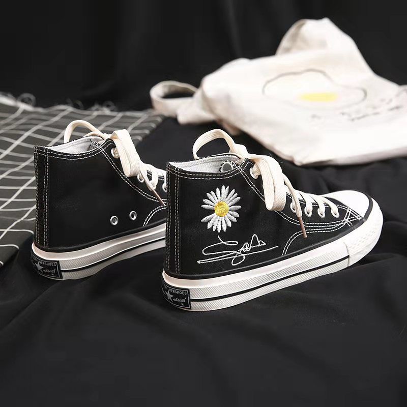 GD daisy high top low cut converse sneaker canvas shoe plimsolls girl women  kid casual lace ups black white kasut kanvas | Shopee Malaysia