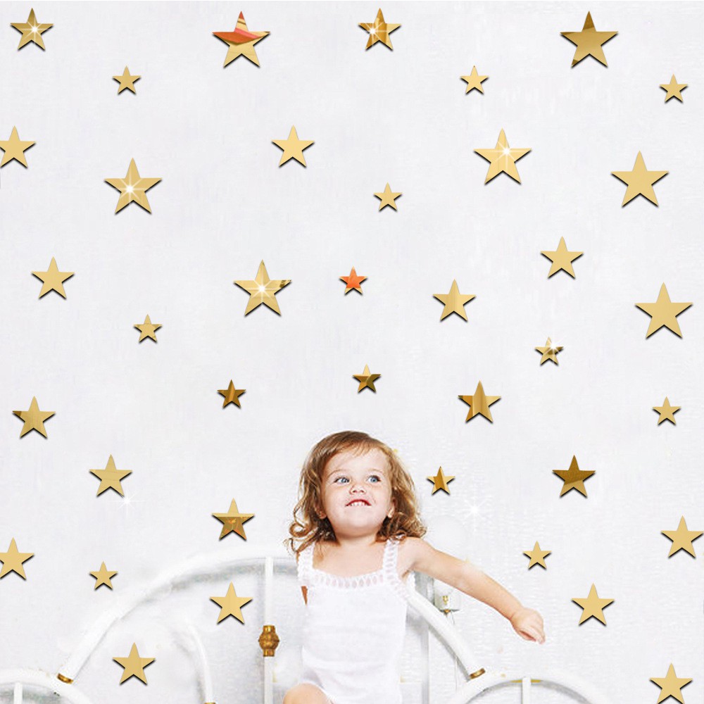 Mirror Star Stickers Diy Art Wall Gold Stickers Home Decor