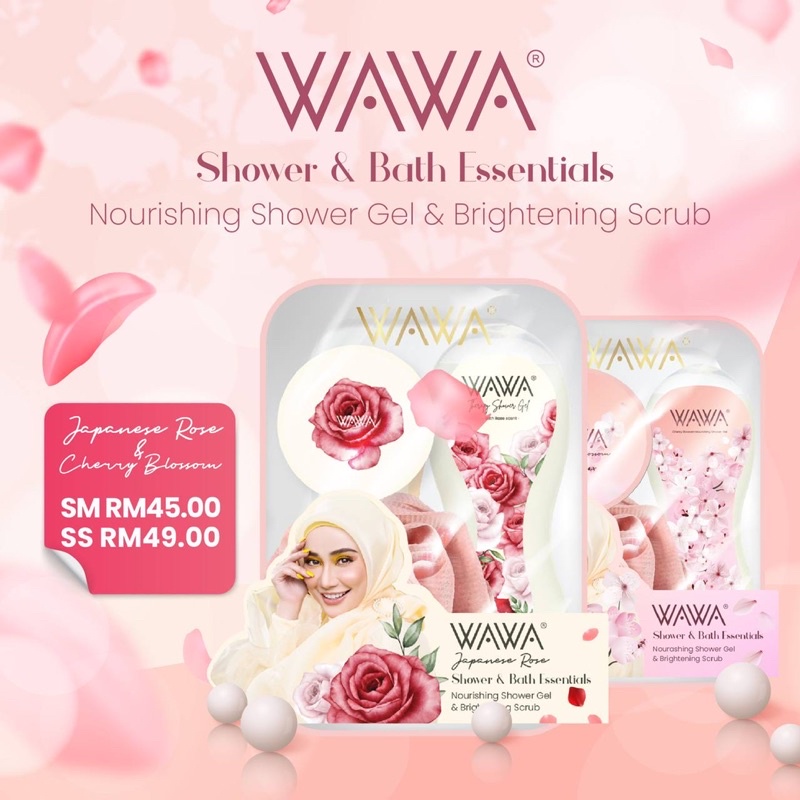 (Original HQ) Wawa Body Scrub Japanese Rose Cherry Blossom + Free Gift Ship 24 Jam