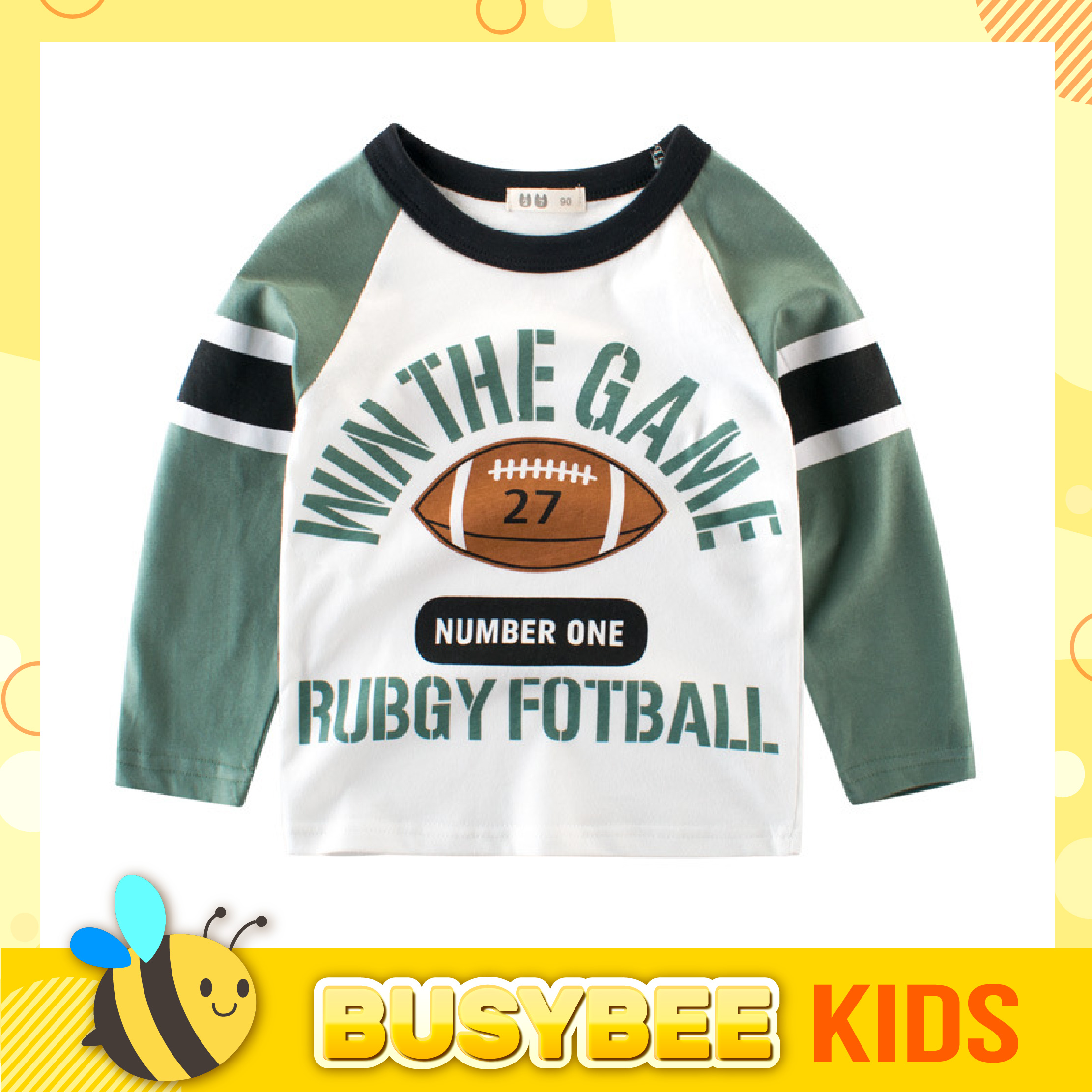 Kids T Shirt For 1 10 Years Old Boys Girls Long Raglan Sleeve Rugby Game Printed Baju Kanak Kanak Umur1 10 Cetakan Rugby