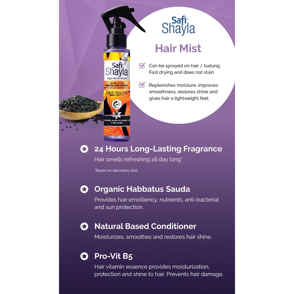 Safi Shayla Parfum Mist Rambut Hijab Terurus Menawan 100g Shopee Malaysia