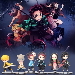 6pcs Demon Slayer Cake Topper，Demon Slayer Theme Party Supplies