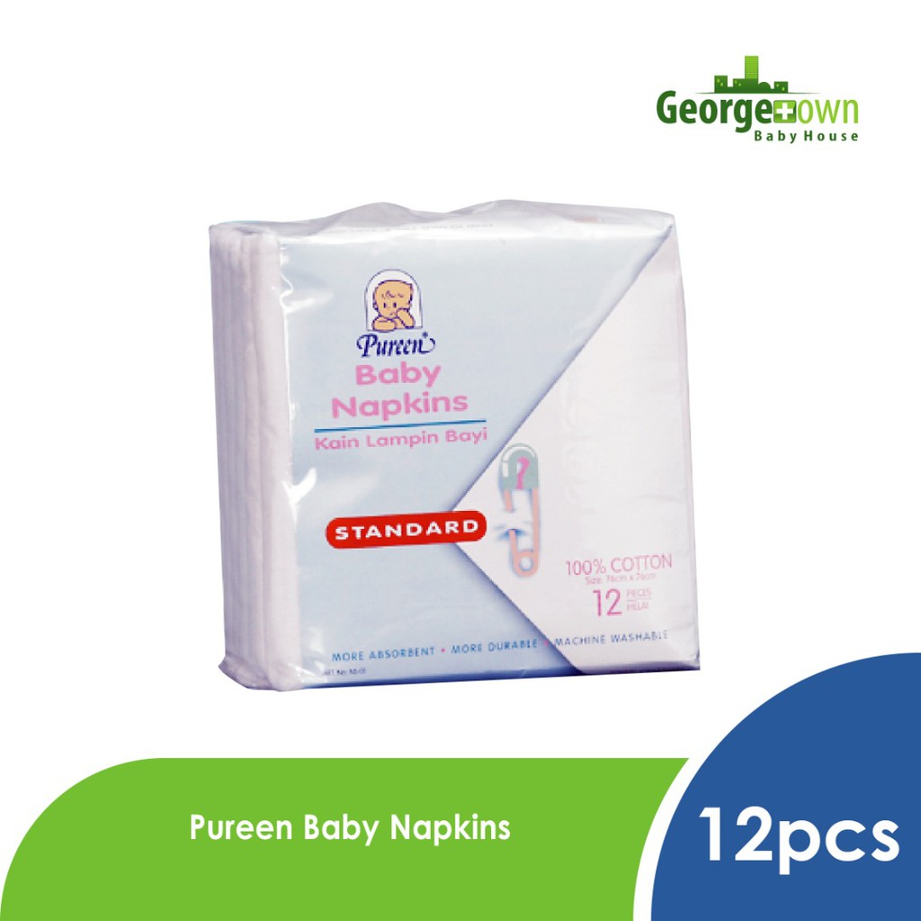 Pureen Baby Napkins Standard Plain 12's (100 Cotton) Shopee Malaysia
