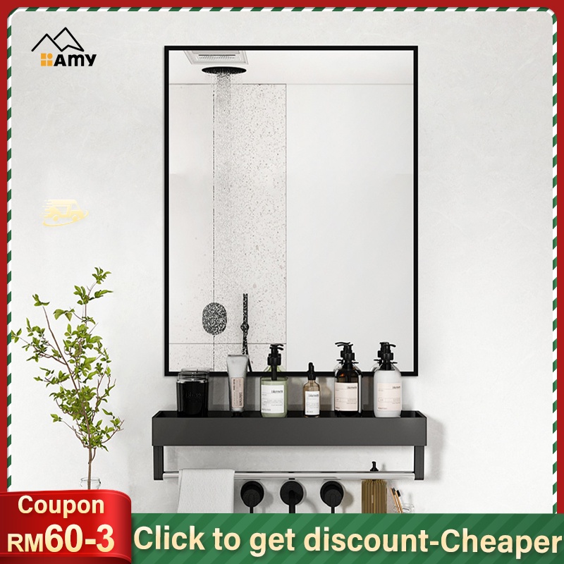 🌟AmyRectangle Bathroom Mirror Wall Toilet Decorative Mirror Aluminium