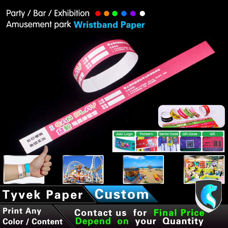 customized wristband paper label tyvek sticker disposable event paper