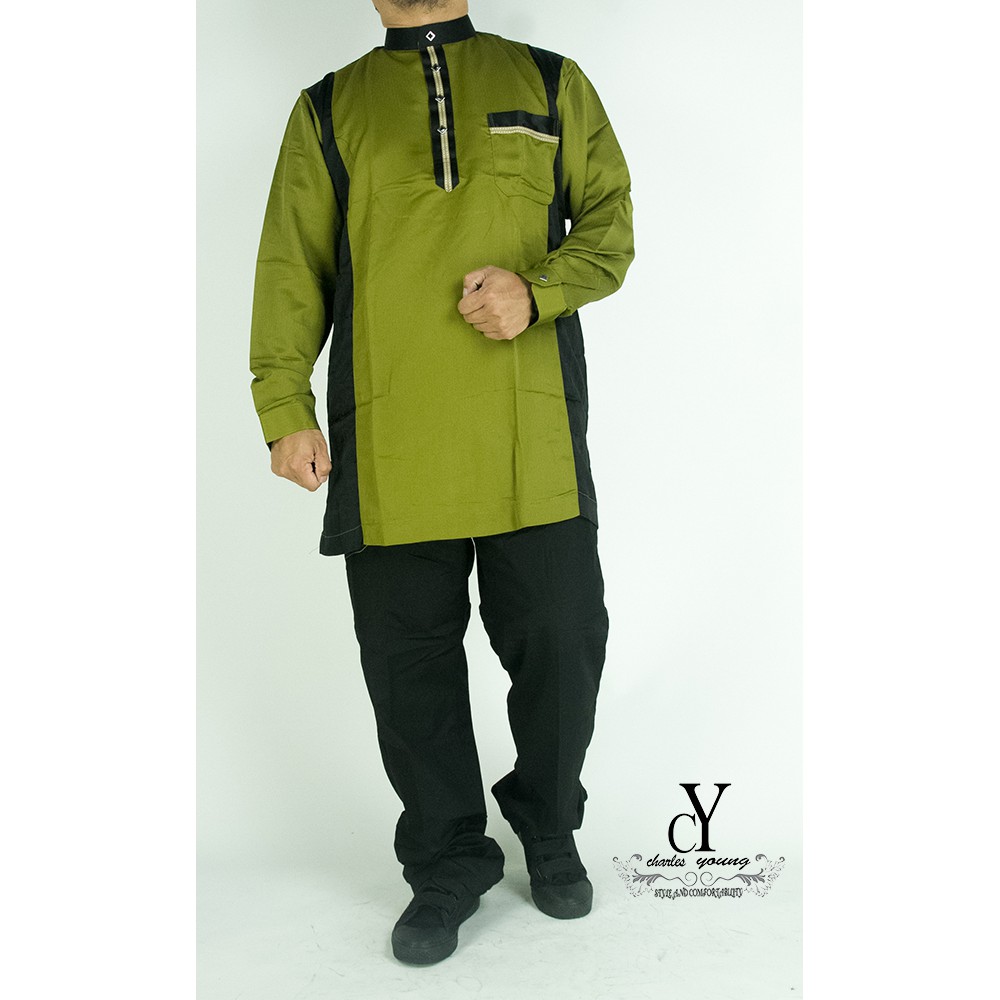 CY 495 GREEN KURTA DEWASA BAJU MELAYU MUSLIM MUSLIMIN 