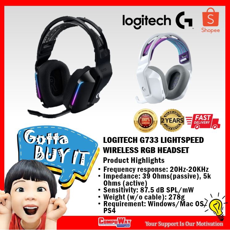 Logitech G733 Lightspeed Wireless RGB Gaming Headset | Shopee Malaysia