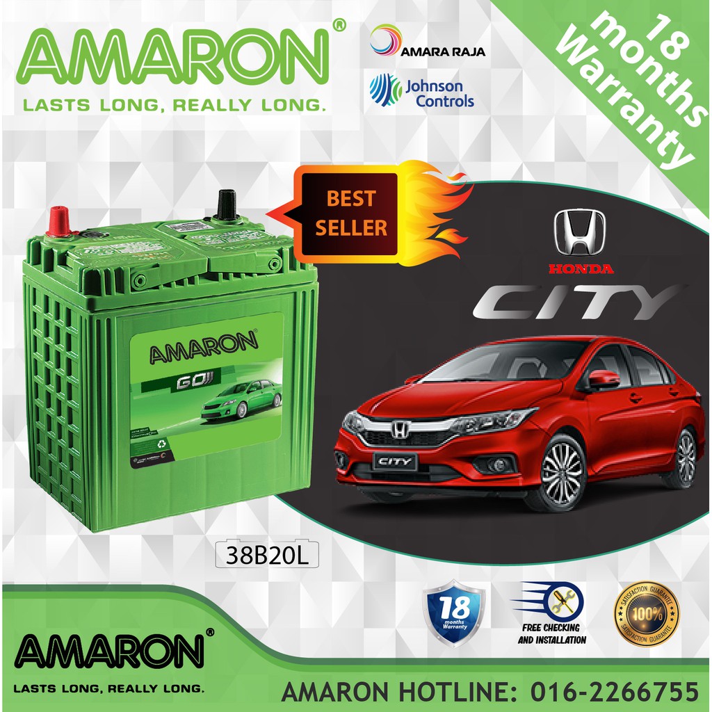 Honda City Amaron Go 38b20l Ns40zl Car Battery Bateri Kereta Shopee Malaysia