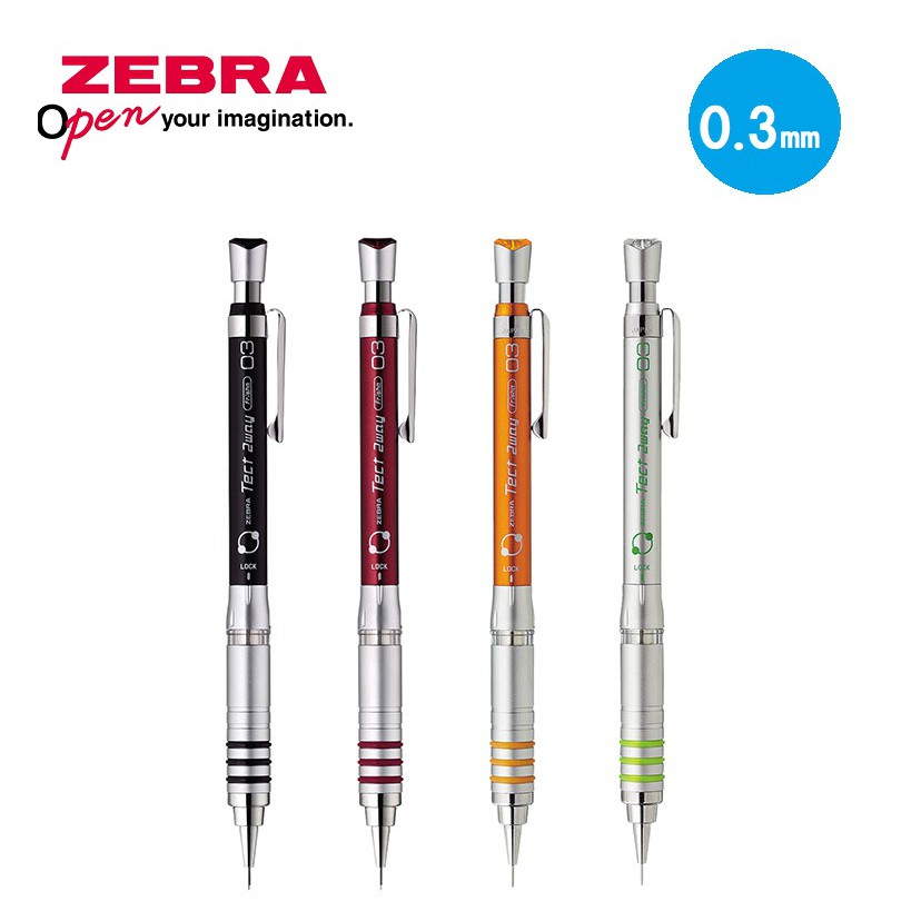 Zebra Tect 2way Mechanical Pencil 0.3mm 4 Body Color Select Shipping 