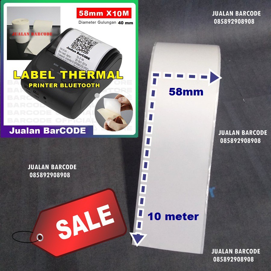 Label Sticker 58x10m Meter Thermal Printer Pos 58mm X 10 M Continues ...