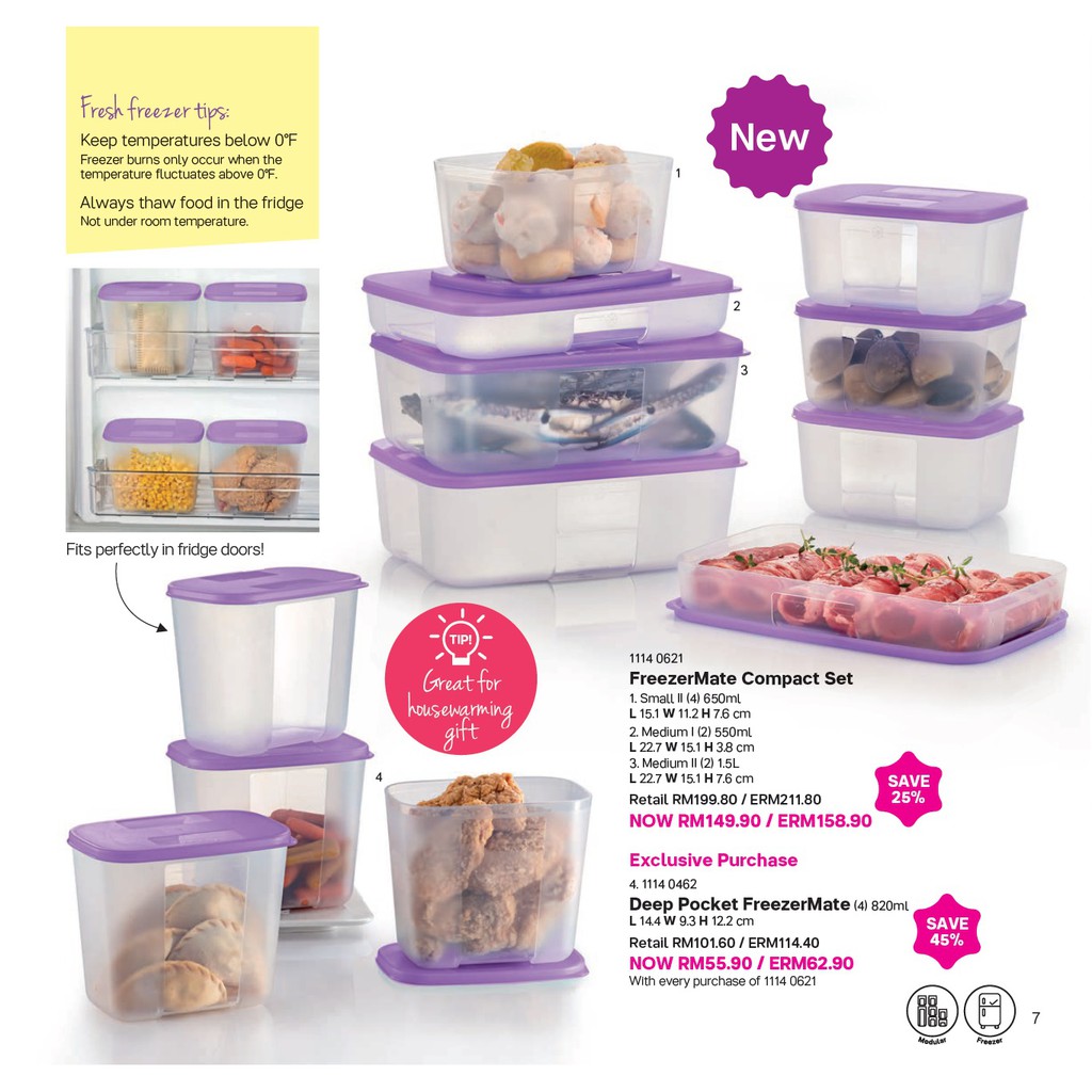 Tupperware FreezerMate Compact Set PWP Deep Pocket FreezerMate