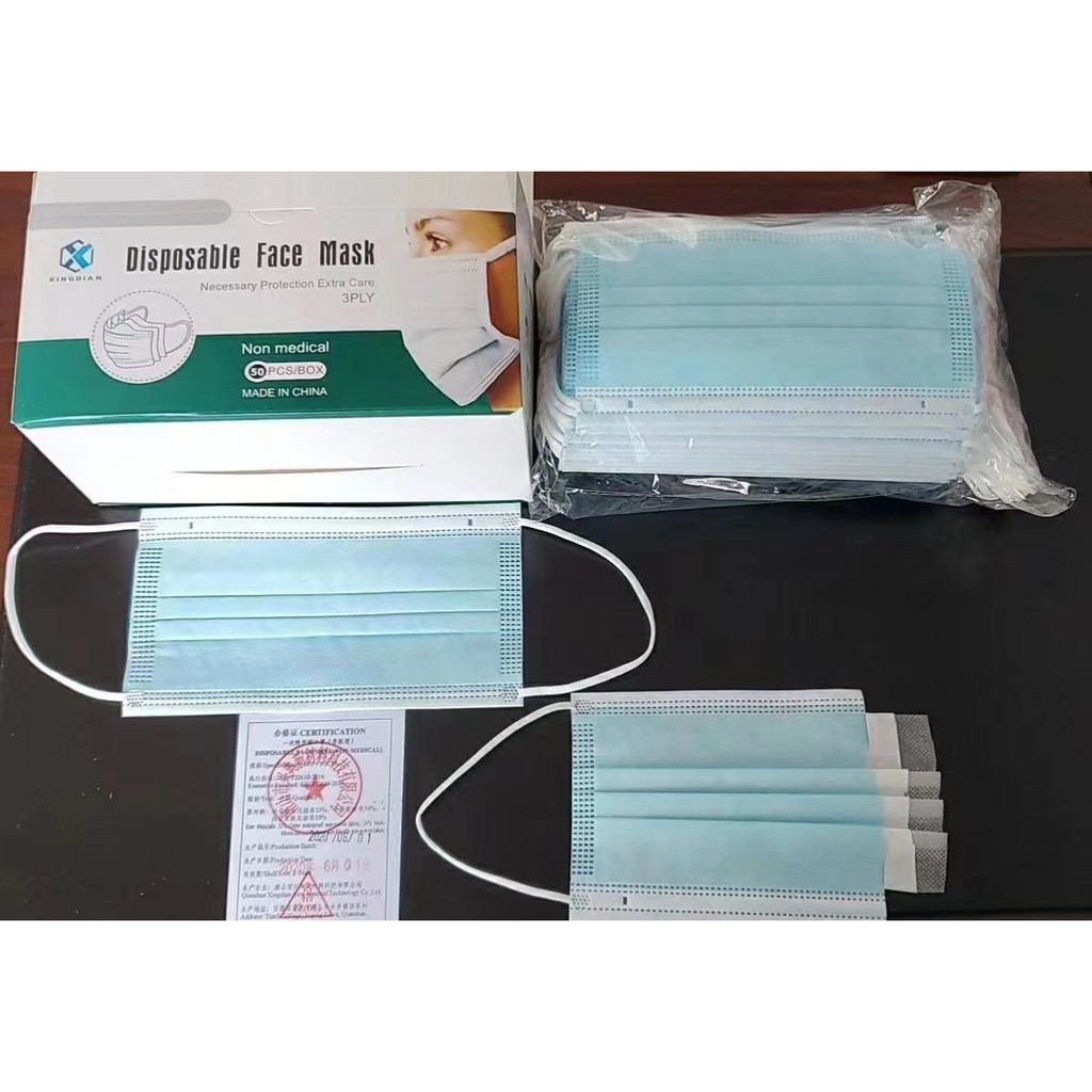 (READY STOCK) 3 PLY 50PCS PER BOX DISPOSABLE FACE MASK "NON MEDICAL ...