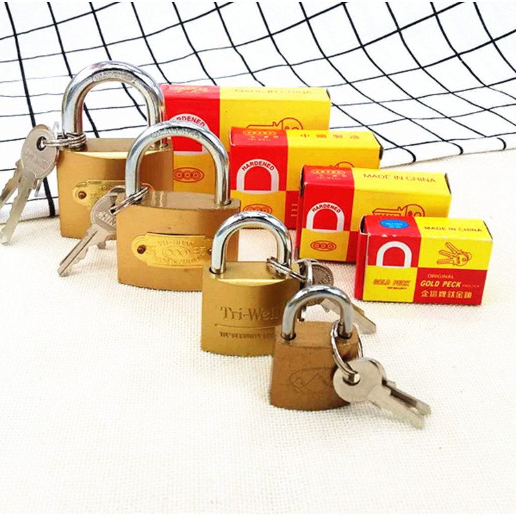 Brass Padlock Heavy Duty Security Padlock / Mangga Kunci Gold/ Door Lock (25mm / 32mm / 38mm / 50mm / 63mm / 75mm