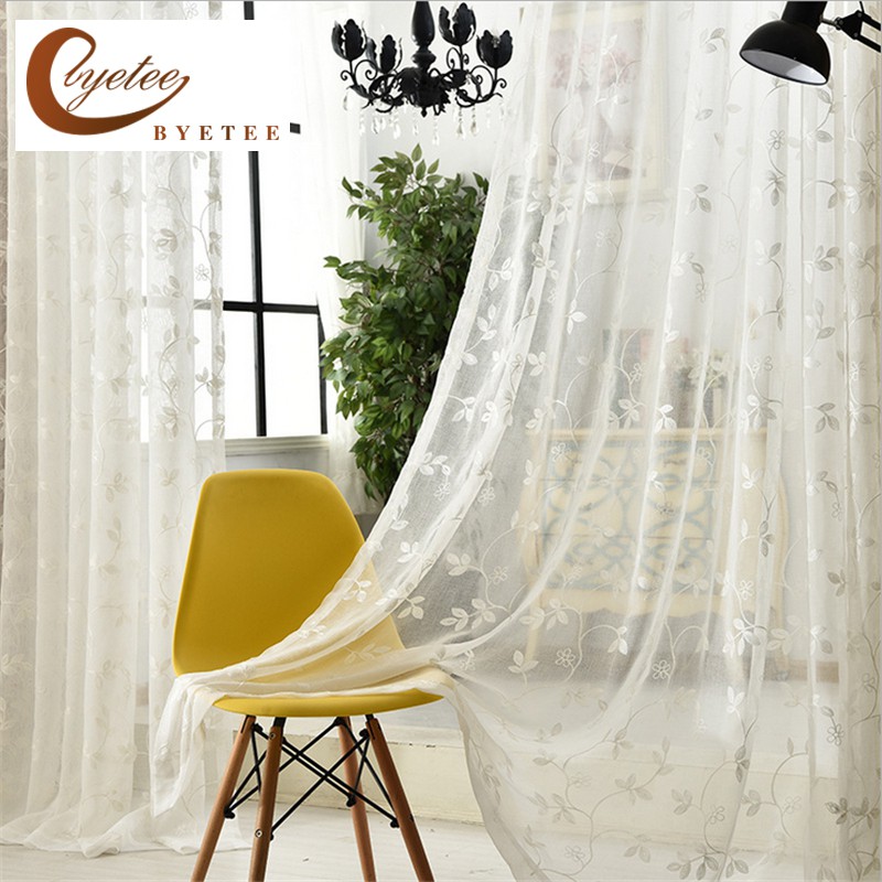 Tulle Curtain Gauze Embroidered Voile Curtains For Living Room