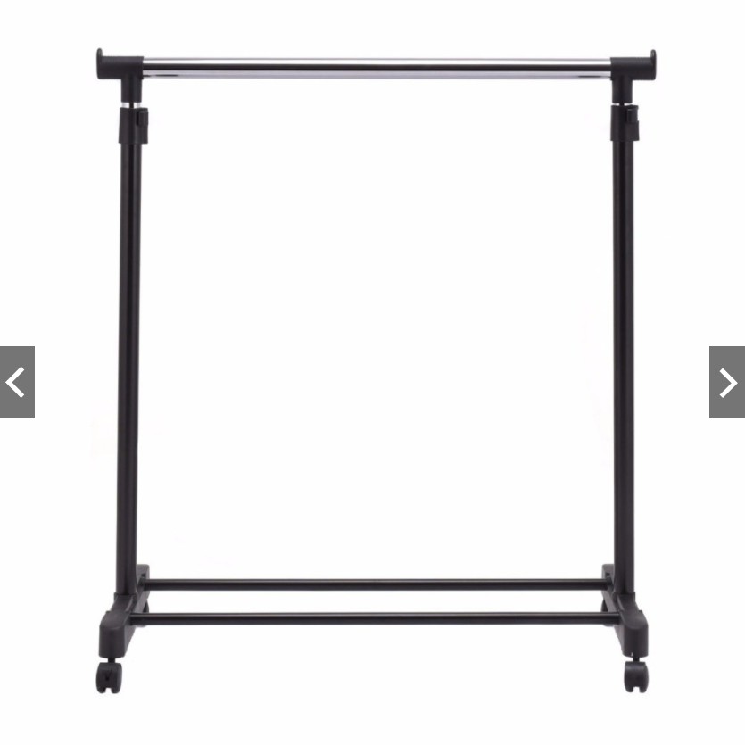 HERMAN ? Double Pole Steel Cloth Hanger And Organizer Rack Wheel Penyangkut Baju Rack Baju Rak Baju