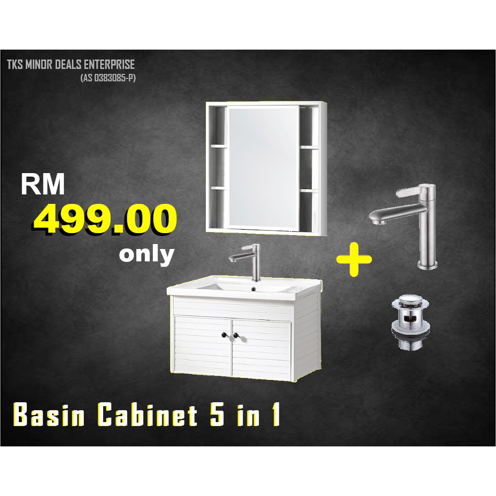 Ready Stock Cabana Bathroom Aluminium Water Proof Basin Cabinet