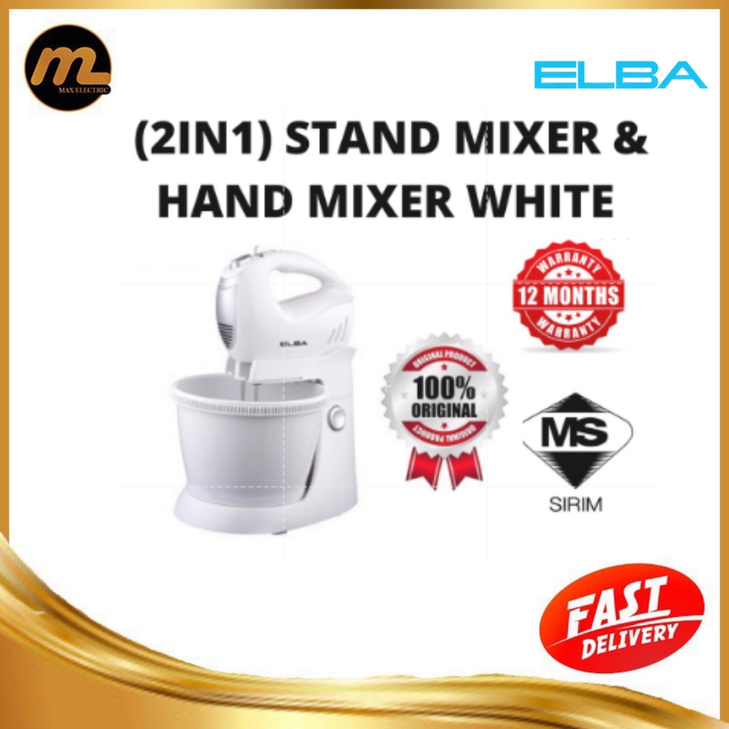 ELBA ESMB-E3030 (WH) (2IN1) STAND MIXER & HAND MIXER WHITE l MESIN KEK l Mesin Pengadun l 打蛋器