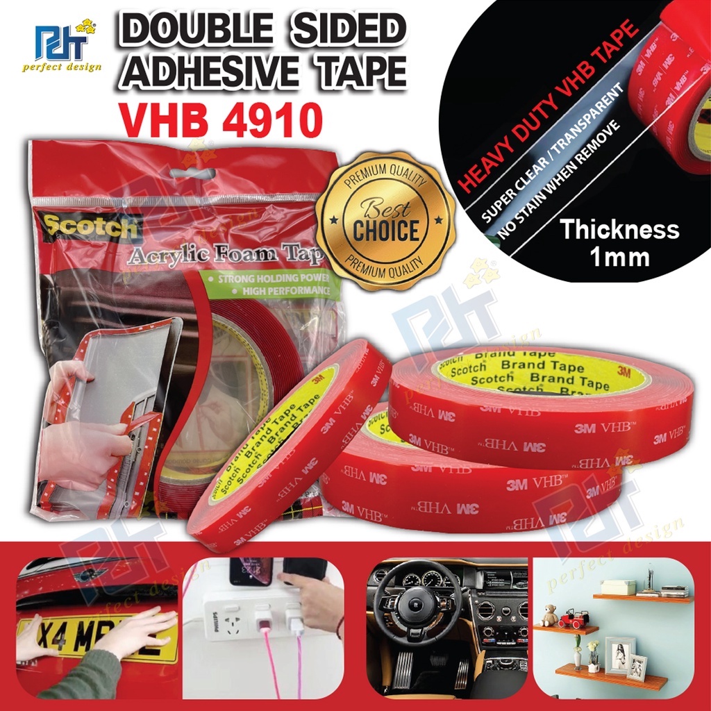 3m 4910 Vhb Tape 3m Double Sided Tape High Temp Transparent Acrylic Foam Tape Acrylic Tape Car Vehicle Tape Shopee Malaysia