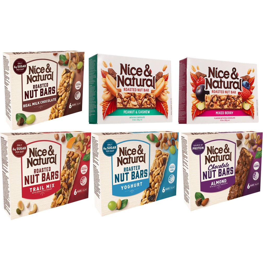 Nice&Natural Assorted Protein & Fibre Roasted Nut Bars 192G x 6 bars Shopee Malaysia