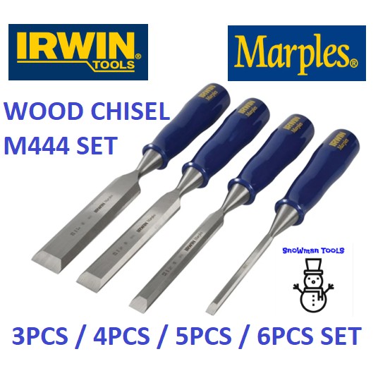 IRWIN M444 WOOD CHISEL SET 3 PCS 4 PCS 5 PCS 6 PCS WOODWORKING CUTTING,1/4'' 3/8'' 1/2" 3/4" 1" 1-1/4'' MARPLES CHISELS