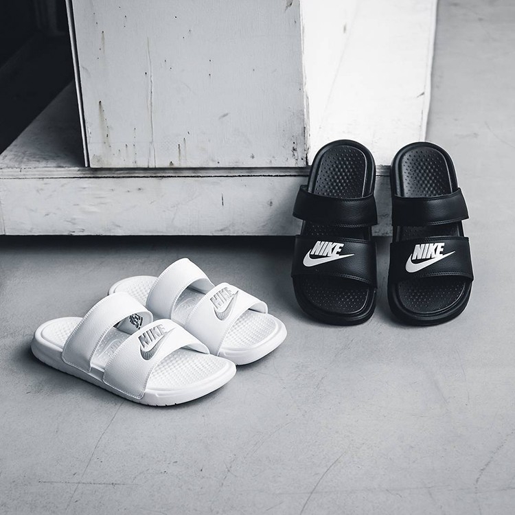 double band nike slides