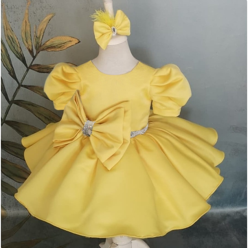 Girls Christmas Dress Baby Puff Sleeve Bow Sequined Princess Dresses