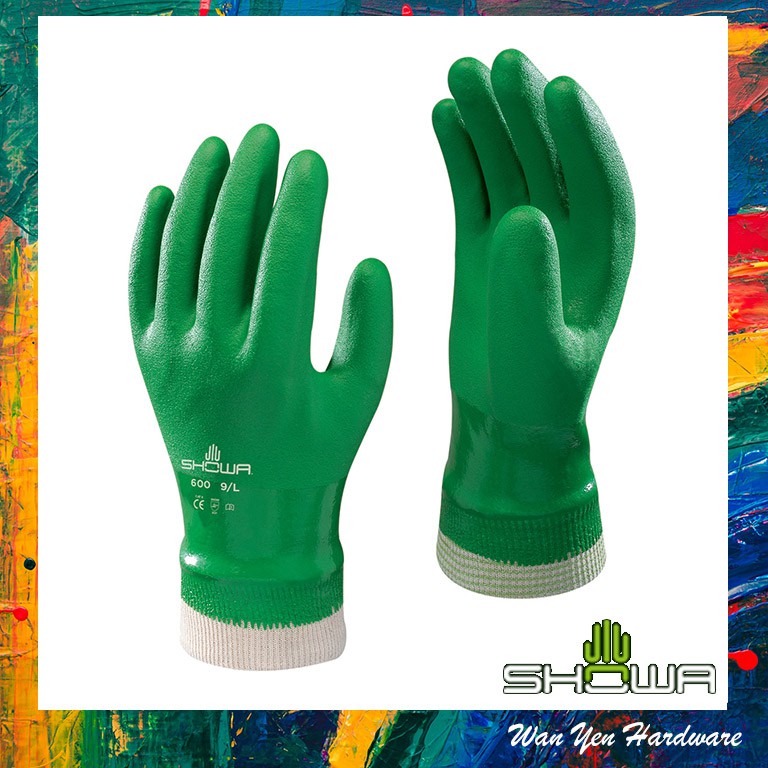 Showa 600 PVC Fully Coated Glove / Sarung Tangan Penoreh Getah / Glove Menoreh Getah / Rubber Tapping Glove