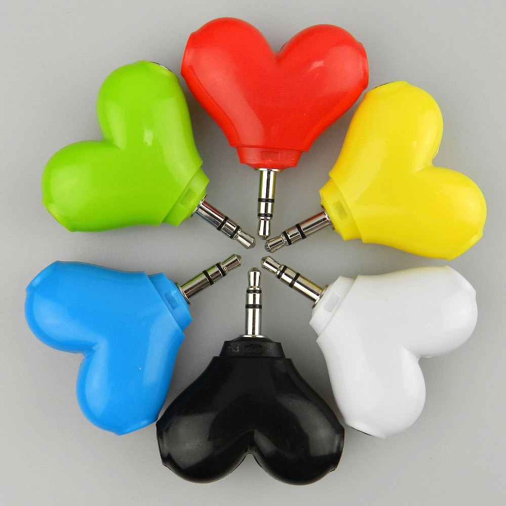 3.5mm Stereo Audio Headset Heart Shape Headphone Splitter Connector