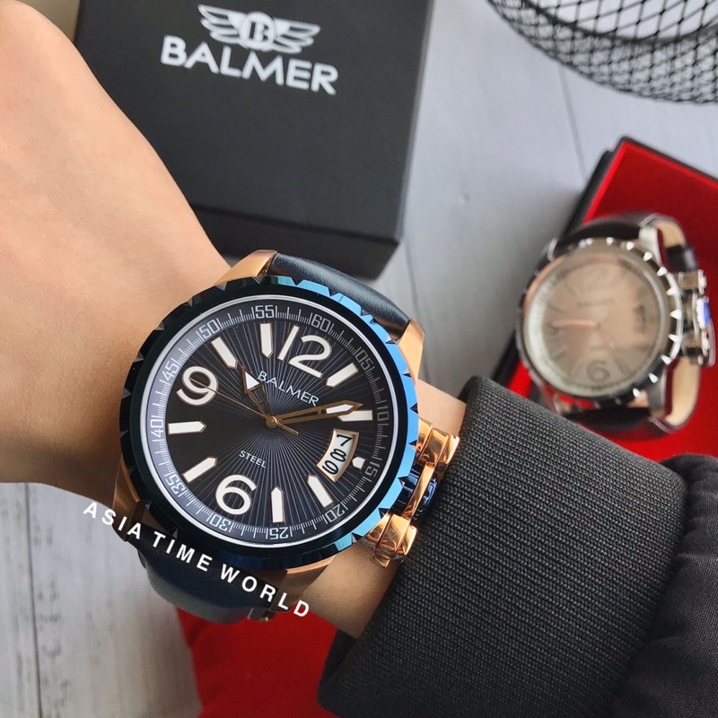 balmer men's leather watch