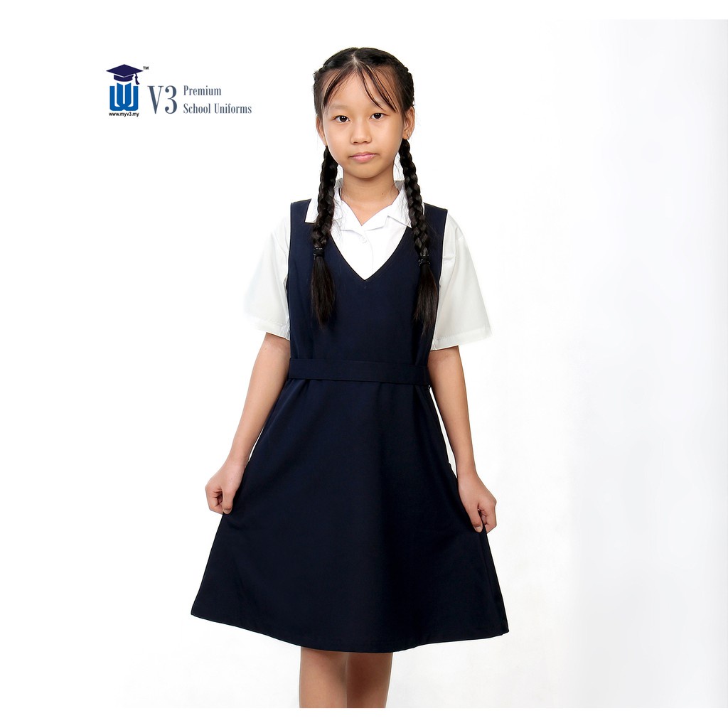 Local Stock V3 Premium School Uniform Primary Girls Pinafore Baju Pinafore Sekolah Rendah 小学女生校服蓝裙 Navy Shopee Malaysia