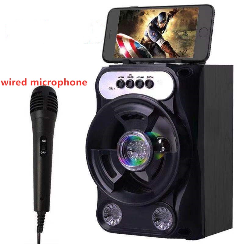 Portable Bluetooth Speaker With Microphone LED Light Karaoke Wireless Speaker Support TF FM Radio Home KTV Speakers