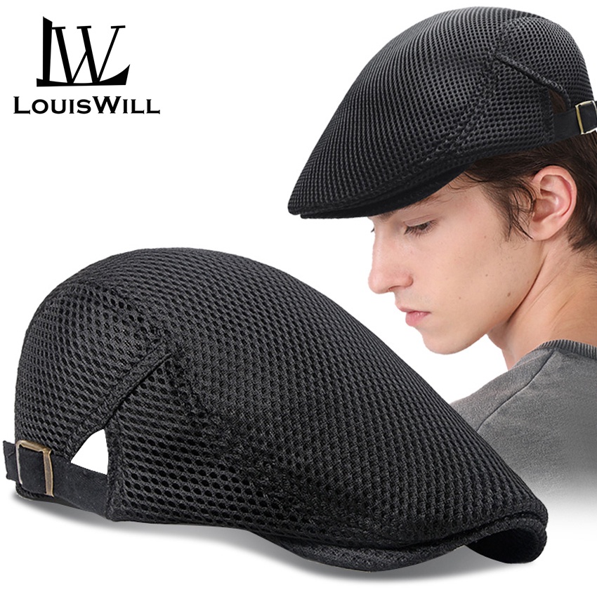 LouisWill Men's Hat Berets Mesh Cap Golf Driving Sun Flat Breathable Men Cap Berets British