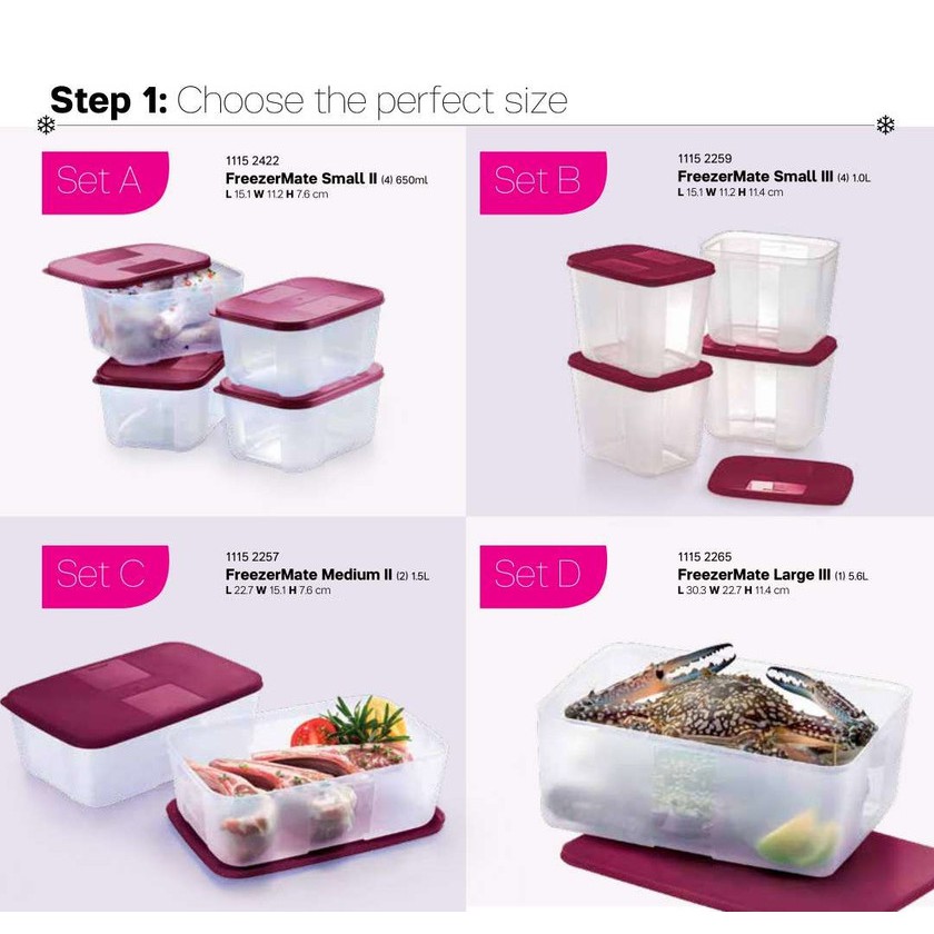 Tupperware FM Freezermate Set New Colour - Red Lid