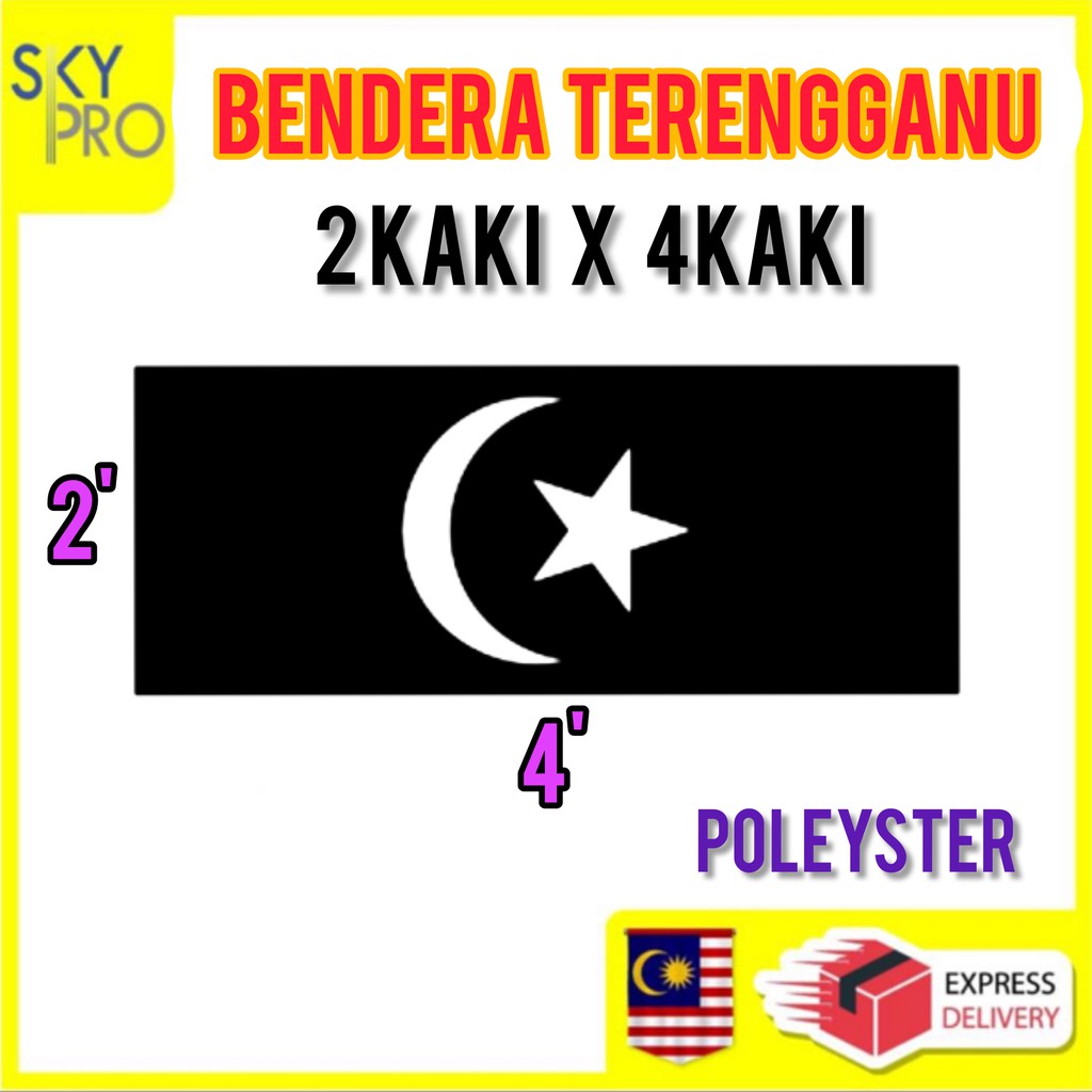 Merdeka Big Sales Offer Bendera Terengganu Bendera Negeri Terengganu Flag 2x4 Feet National Flag