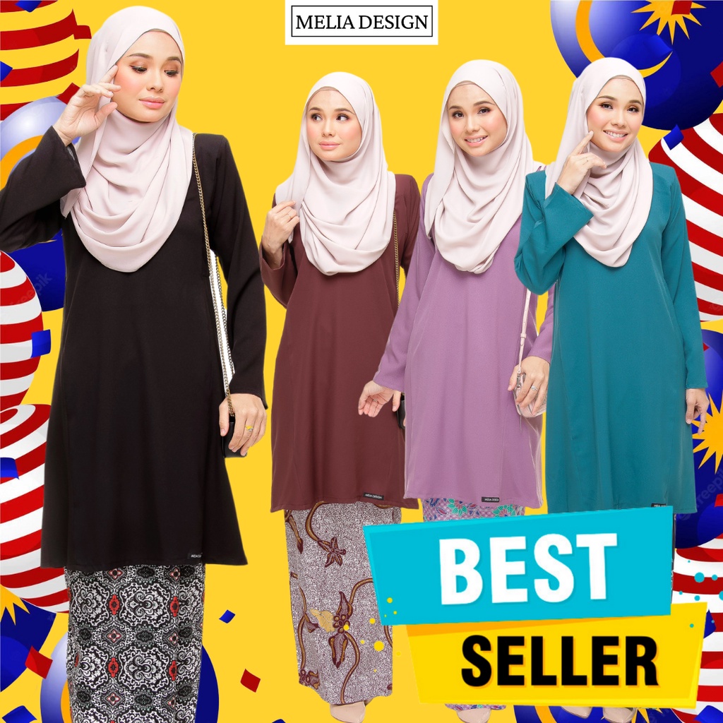 By Melia Design Batik Viral Baju Kurung Pesak Pahang Plain Murah Kurung Cikgu Najeeha Ready Stok