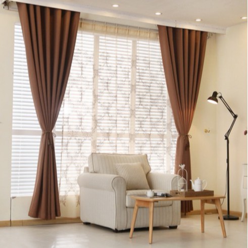 Sortina 1 Pc Langsir Curtains Window Brown Curtain Cotton Linen