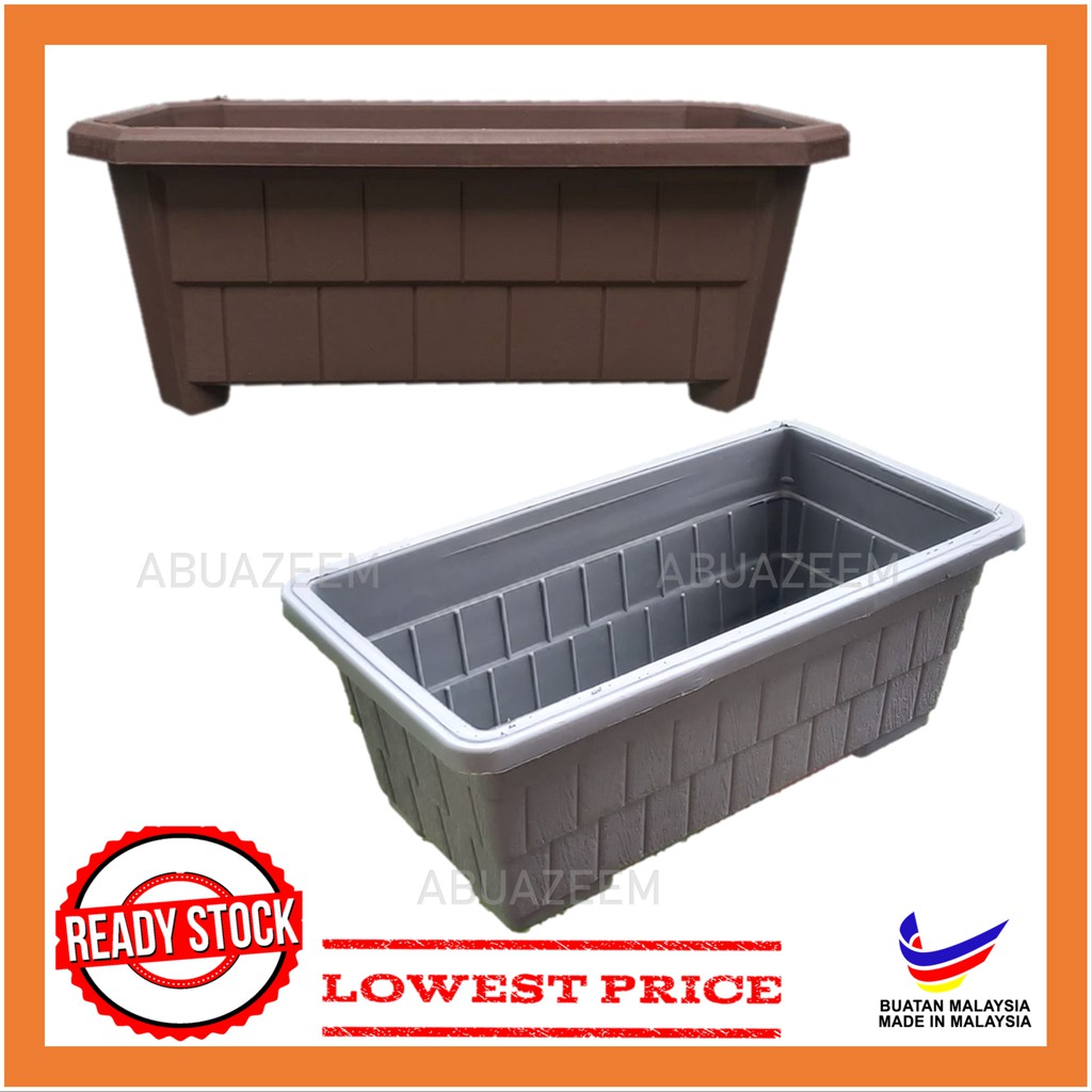 Ready Stock Pasu Bunga Plastik Panjang Warna Kelabu Coklat Plastic Flower Pot
