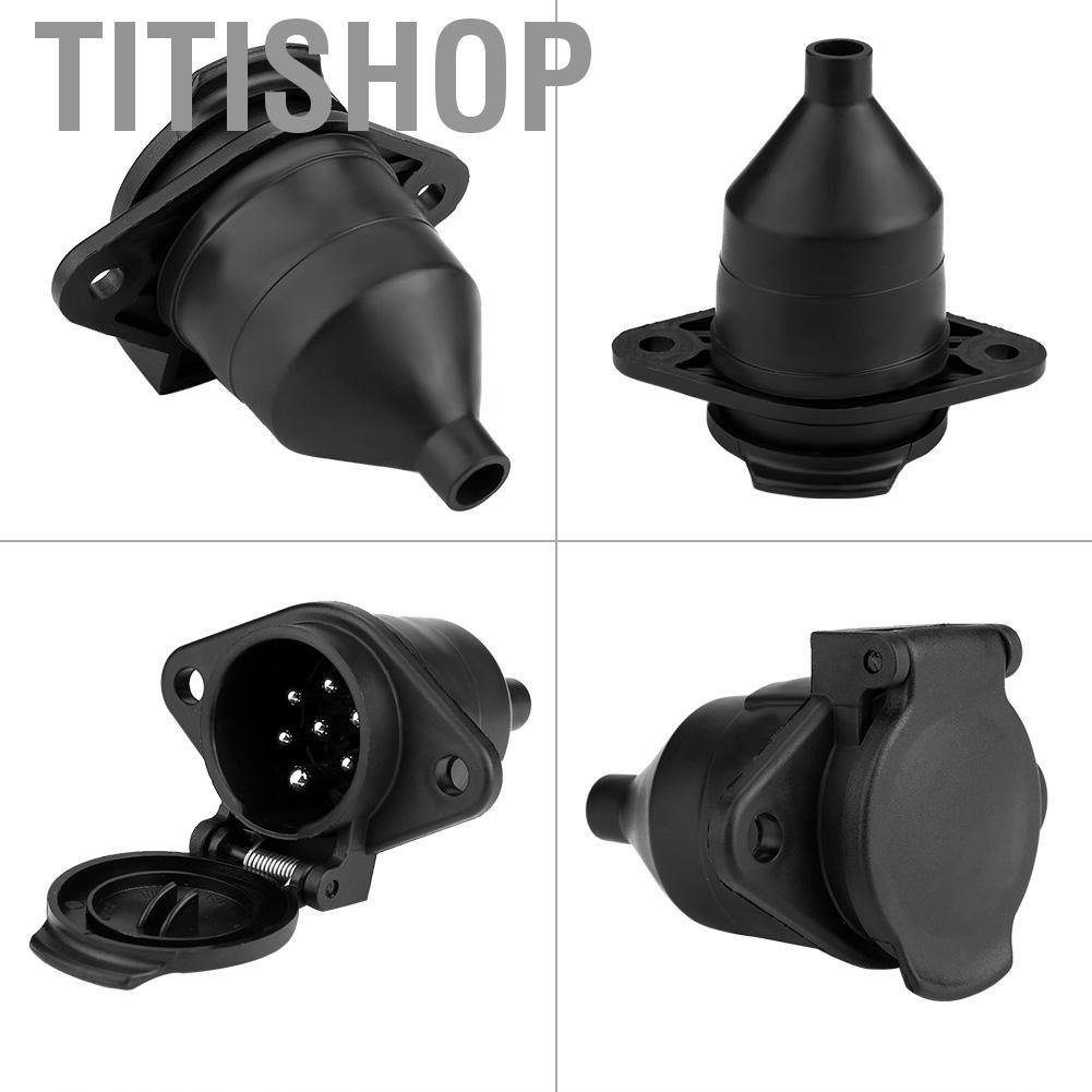 Multi Essential Titishop 24V 7 Pin Trailer Plug Socket Connector Adapter Fit Car Semi Truck - Image 2