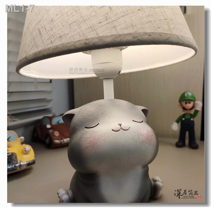∈๑◈Cute cartoon cat table lamp small animal bedside lamp night light  children s room decoration girl birthday gift lucky | Shopee Malaysia