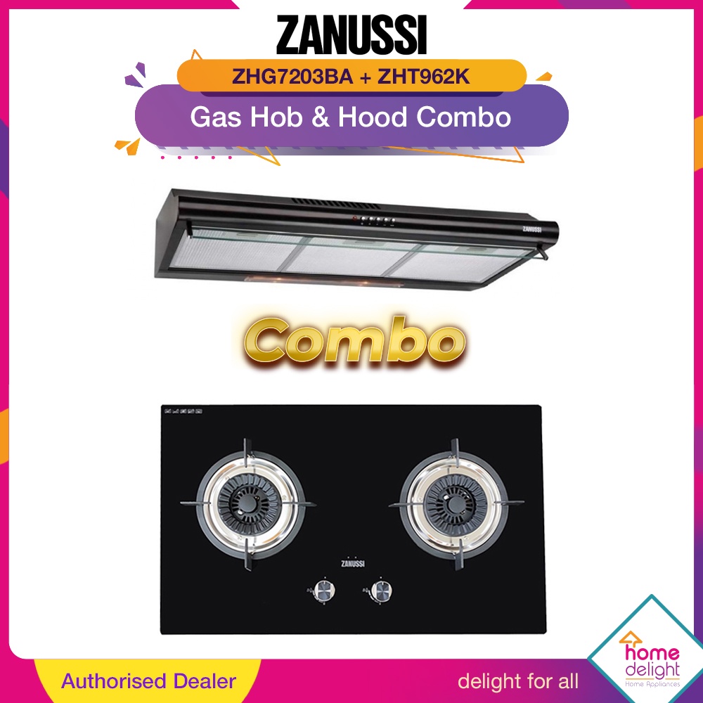 Zanussi Hob and Hood Combo [ ZHT962K ZHG7203BA / ZGB750K ] Shopee